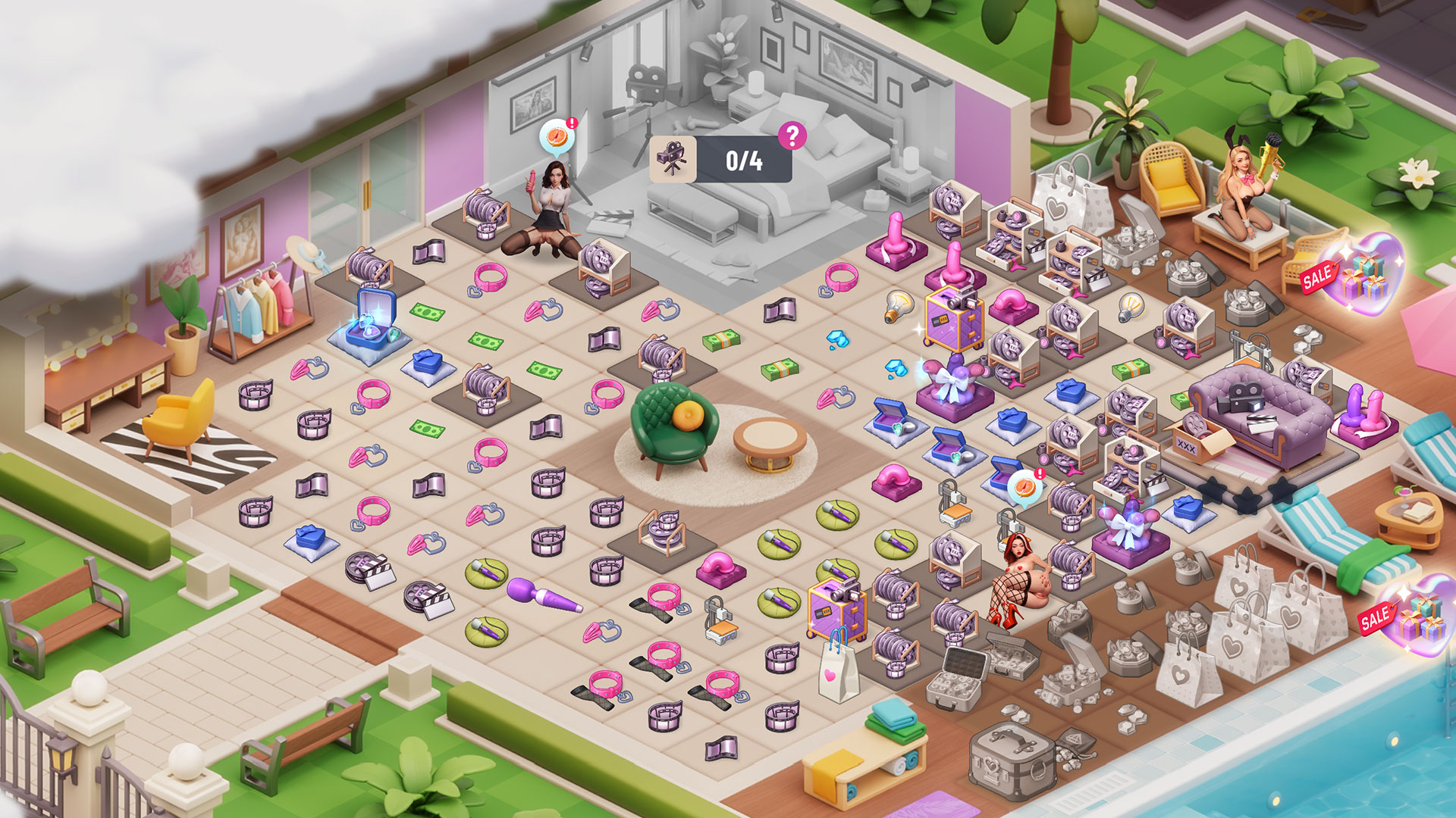 Passion-Industry-Screenshot: die Studio-Übersicht mit Räumen und Gebäuden zum Ausbauen